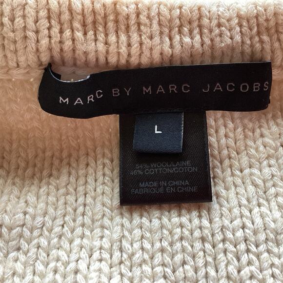 VTG Marc Jacobs Knit Cardigan - L - Beige Short Sleeve, Y2K Holiday Layering - Picture 3 of 9